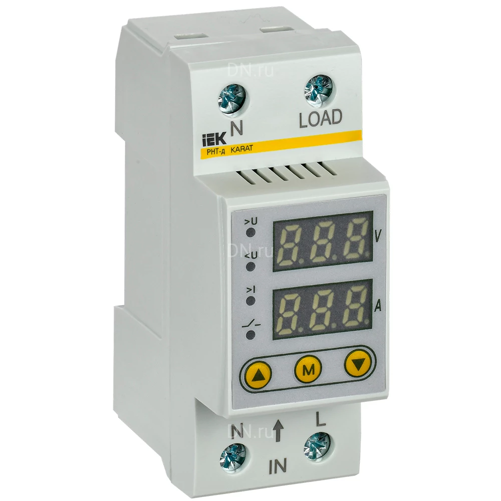 Реле контроля напряжения и тока IEK РНТ-д однофазное 36мм, 50А, электронный дисплей, IP20 IVC21-1-50
