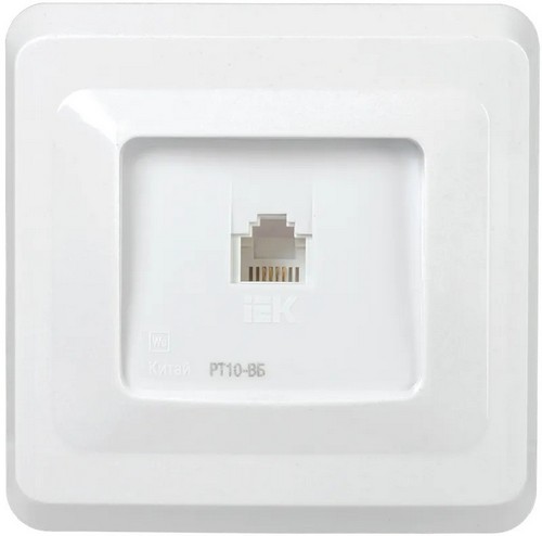 Розетки IEK Вега телефонные 1-местные для скрытой установки 1А 16МГц IP20, разъем RJ-11, белые