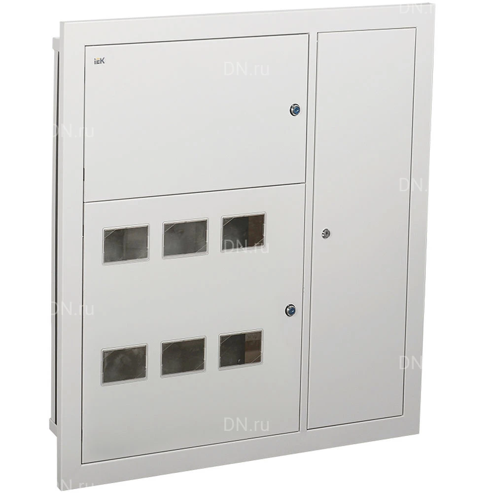 Щит этажный IEK ЩЭ-6-Э LIGHT встраиваемый, уменьшенной глубины, количество электросчетчиков - 6, IP31, корпус - сталь, цвет - серый, слаботочный отсек справа MKM42-06-31-E-L