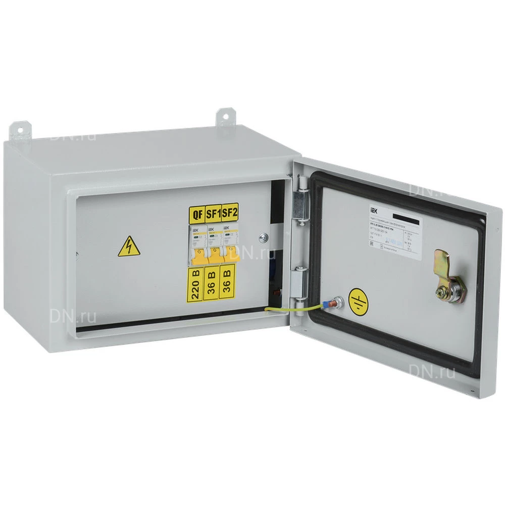 Ящик с понижающим трансформатором IEK ЯТП-0,25 230/36-3, цвет - серый, УХЛ2, IP54