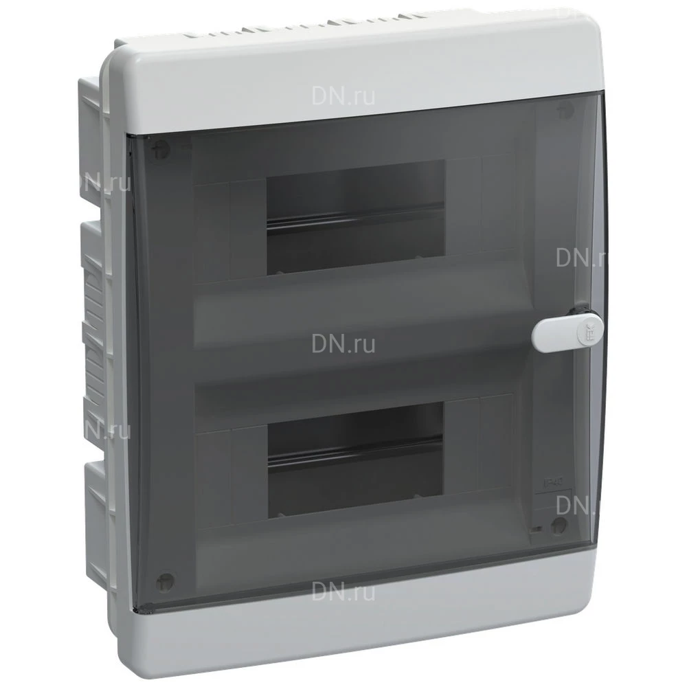 Корпус встраиваемый IEK UNION Compact ЩРВ-П-18 103х236х290мм черная пр. дверь пластиковый, модулей - 18, рядов - 2, IP41, цвет - белый UIC-KP12-V-18-41-K01