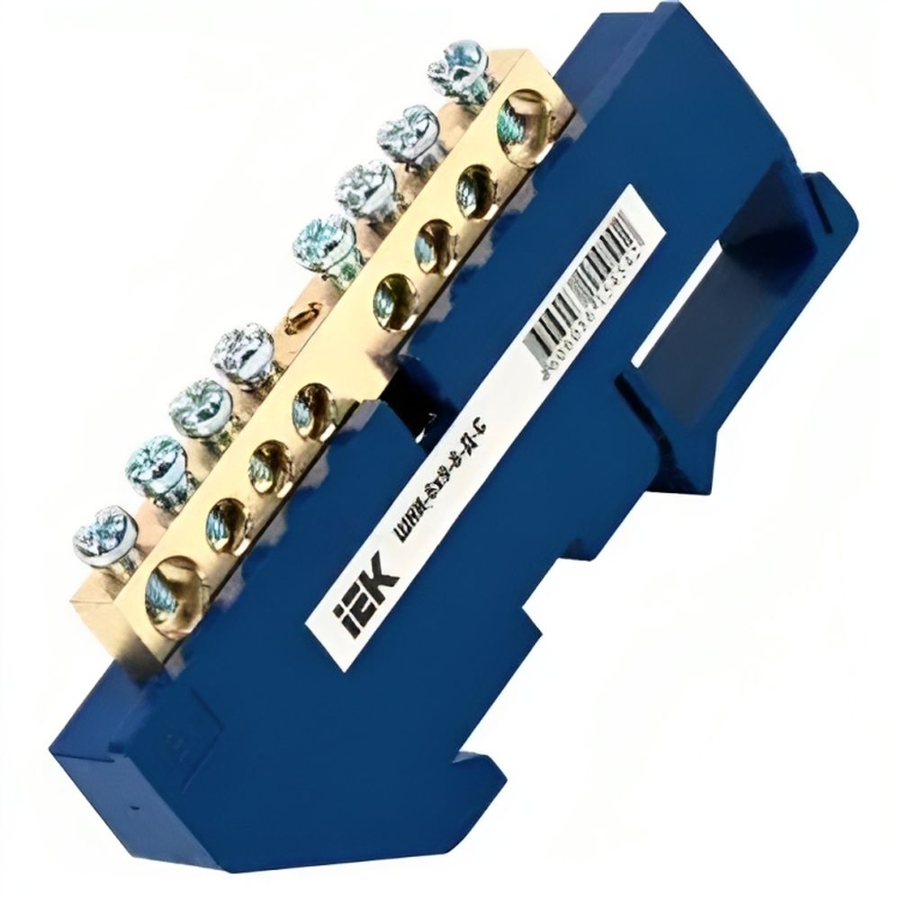 Шина нулевая изолированная IEK с DIN-изолятором 6х9-8, синяя