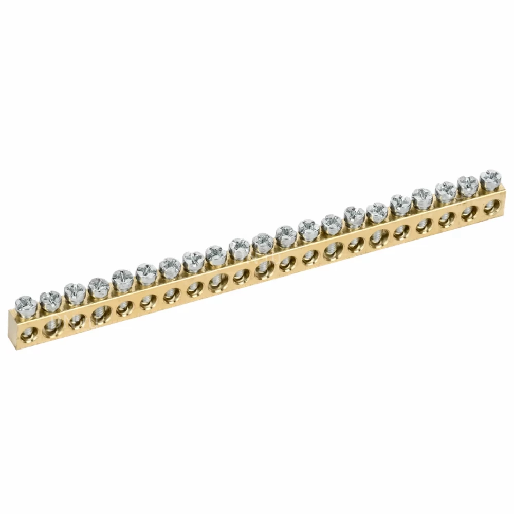 Шина нулевая IEK TEKFOR 6х9мм 21 отверстий, назначение - L-фаза, материал - латунь, TF-KP00D-SN-21