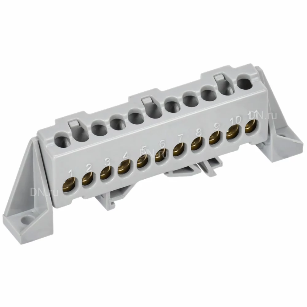 Шина IEK TEKFOR L фаза 6х9-11-Ср, исполнение - в комбинированном DIN-изоляторе Стойка, количество соединений - 11, материал - латунь, цвет - серый, TF-NN10-11-DP-K03
