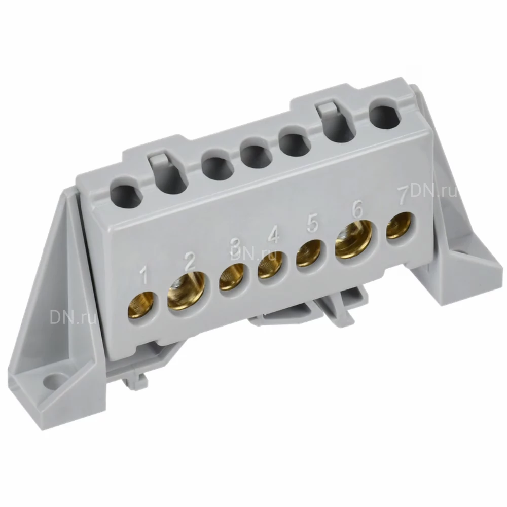 Шина IEK TEKFOR L фаза 8х12-7-Ср, исполнение - в комбинированном DIN-изоляторе Стойка, количество соединений - 7, материал - латунь, цвет - серый, TF-NN20-07-DP-K03