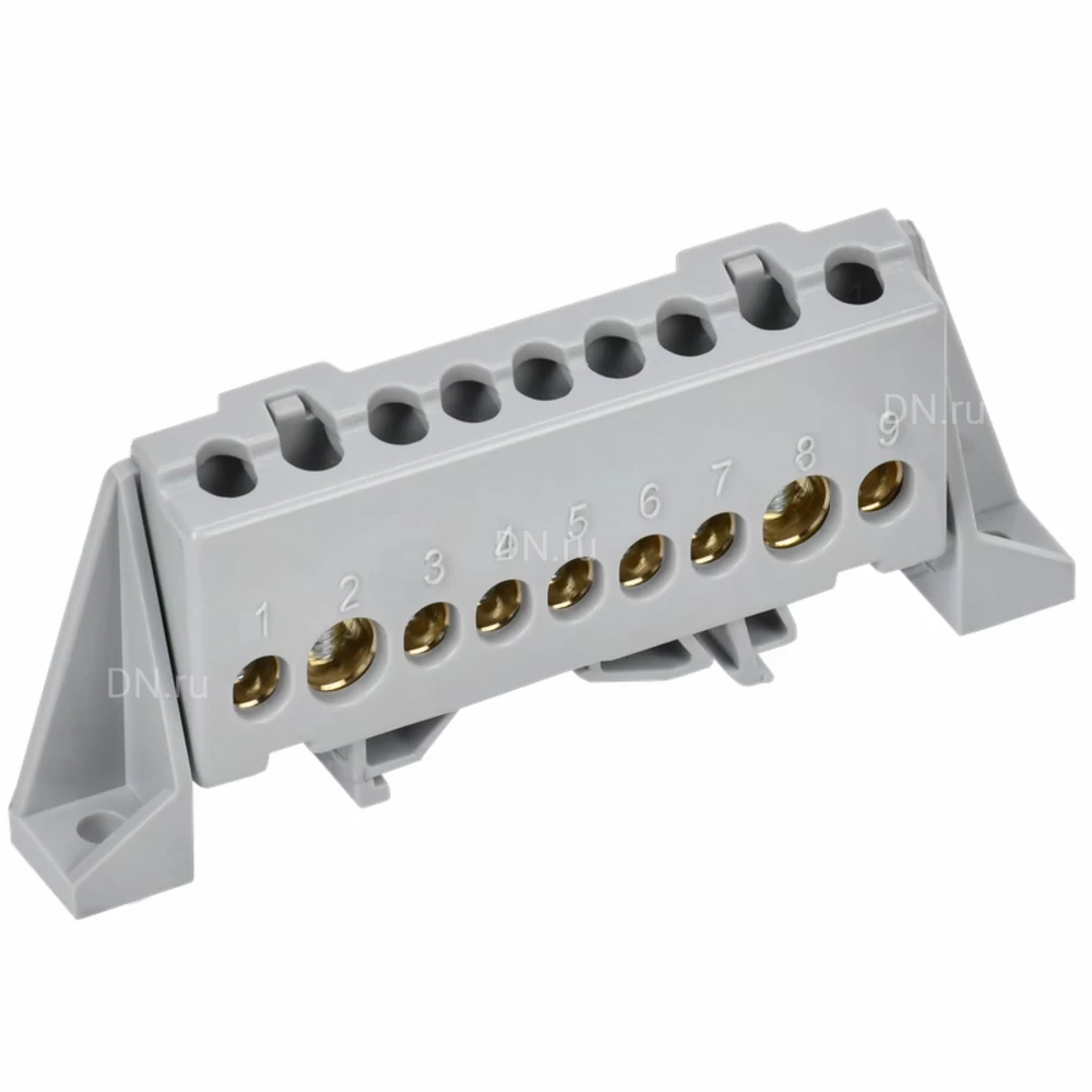 Шина IEK TEKFOR L фаза 8х12-9-Ср, исполнение - в комбинированном DIN-изоляторе Стойка, количество соединений - 9, материал - латунь, цвет - серый, TF-NN20-09-DP-K03