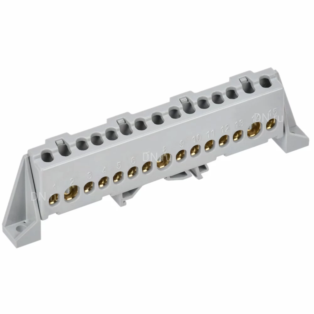 Шина IEK TEKFOR L фаза 8х12-15-Ср, исполнение - в комбинированном DIN-изоляторе Стойка, количество соединений - 15, материал - латунь, цвет - серый, TF-NN20-15-DP-K03
