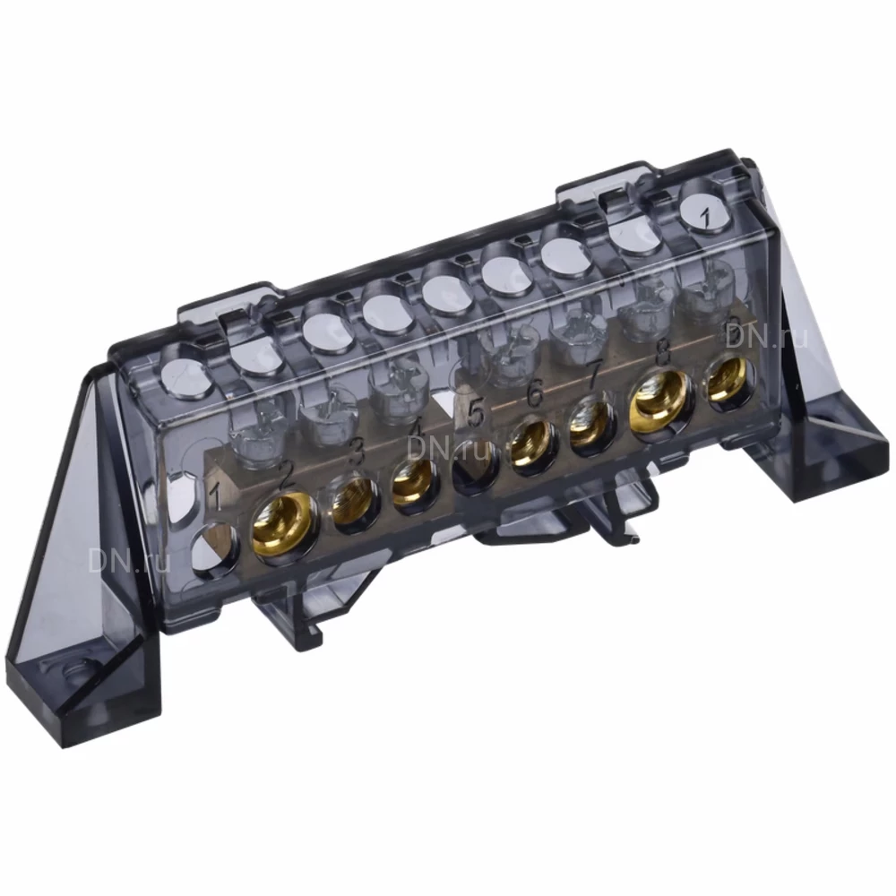 Шина IEK TEKFOR N ноль 8х12-3 и 4-Ч, исполнение - в комбинированном DIN-изоляторе Стойка, количество соединений - 7, материал - латунь, цвет - черный, TF-NN20-34-DP-K02