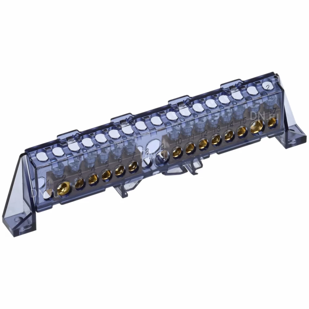 Шина IEK TEKFOR N ноль 8х12-6 и 8-Ч, исполнение - в комбинированном DIN-изоляторе Стойка, количество соединений - 14, материал - латунь, цвет - черный, TF-NN20-68-DP-K02