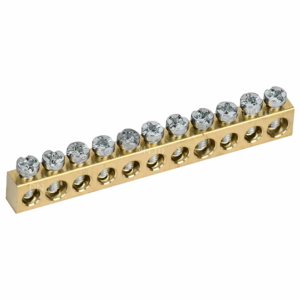 Шина нулевая IEK TEKFOR 6х9мм 11 отверстий, назначение - L-фаза, материал - латунь, TF-KP00D-SN-11