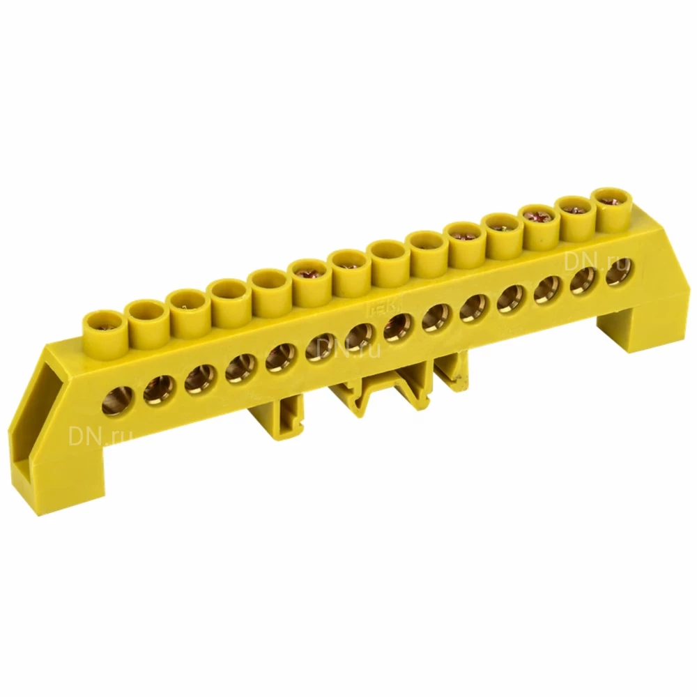 Шина IEK PE земля ШНИ-8х12-14-КС-Ж исполнение изолятора - комбинированный DIN-изолятор Стойка, количество соединений - 14, материал - латунь, цвет - желтый, YNN10-812-14DP-K05