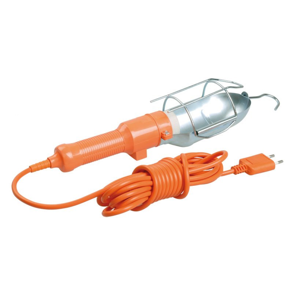 Светильник IEK УП-1Р 60 Вт переносной, IP20, 5 м с выключателем, с решеткой, цвет - оранжевый