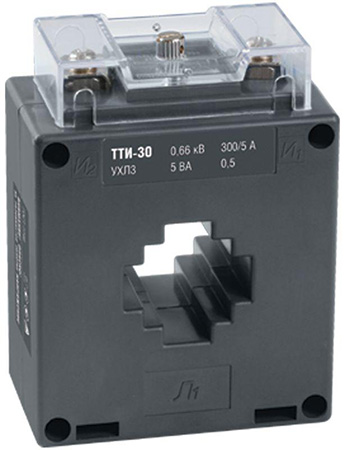 изображение Трансформаторы тока IEK ТТИ-30 S 100/5А-300/5А 5-10ВА класс точности 0,5, шинные