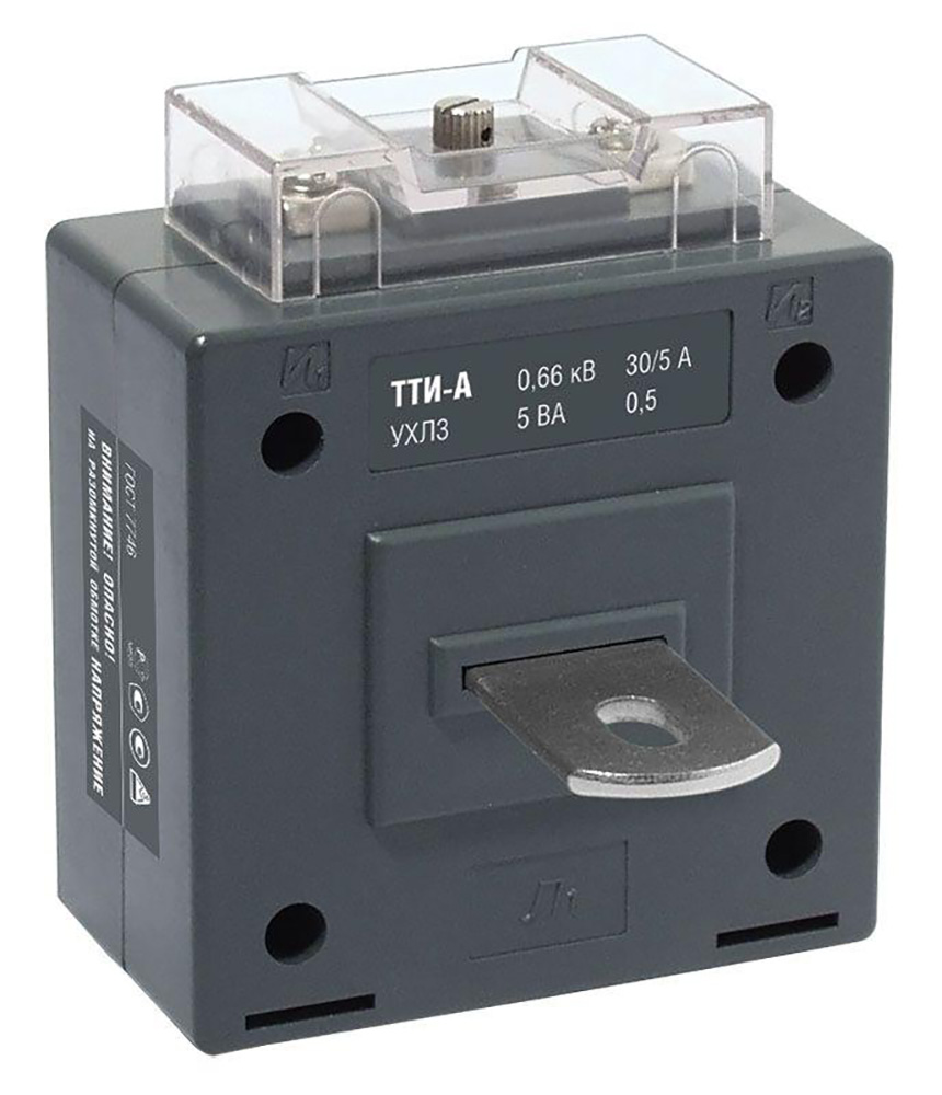 изображение Трансформатор тока IEK ТТИ-А S 200/5А 5ВА класс точности 0.5S, шинный