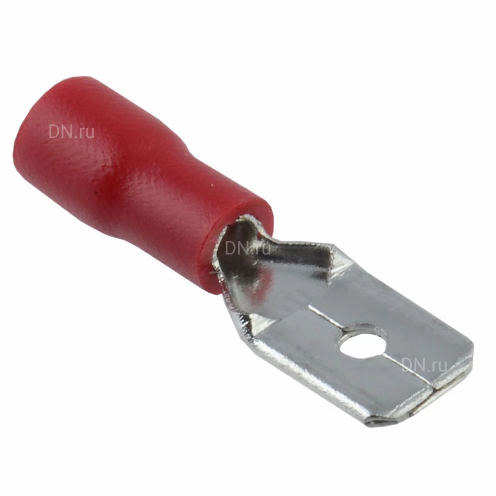 Разъем IEK РпИп 1.25-6-0.8 плоский луженый, сечение - 0.5-1.5мм2, толщина контактной части - 0.8мм, материал изоляции - ПВХ, цвет - красный, упаковка - 100шт, URP10-D15-D17-6