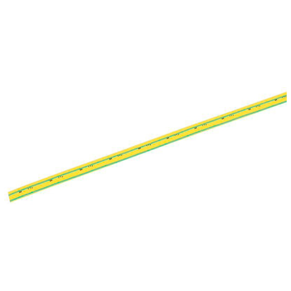 Трубка термоусадочная IEK ТТУ нг-LS Дн16/8 L=1 м тонкостенная, диаметр до усадки 16 мм, диаметр после усадки 8 мм, материал - полиэтилен, коэффициент усадки - 2:1, цвет - желто-зеленый