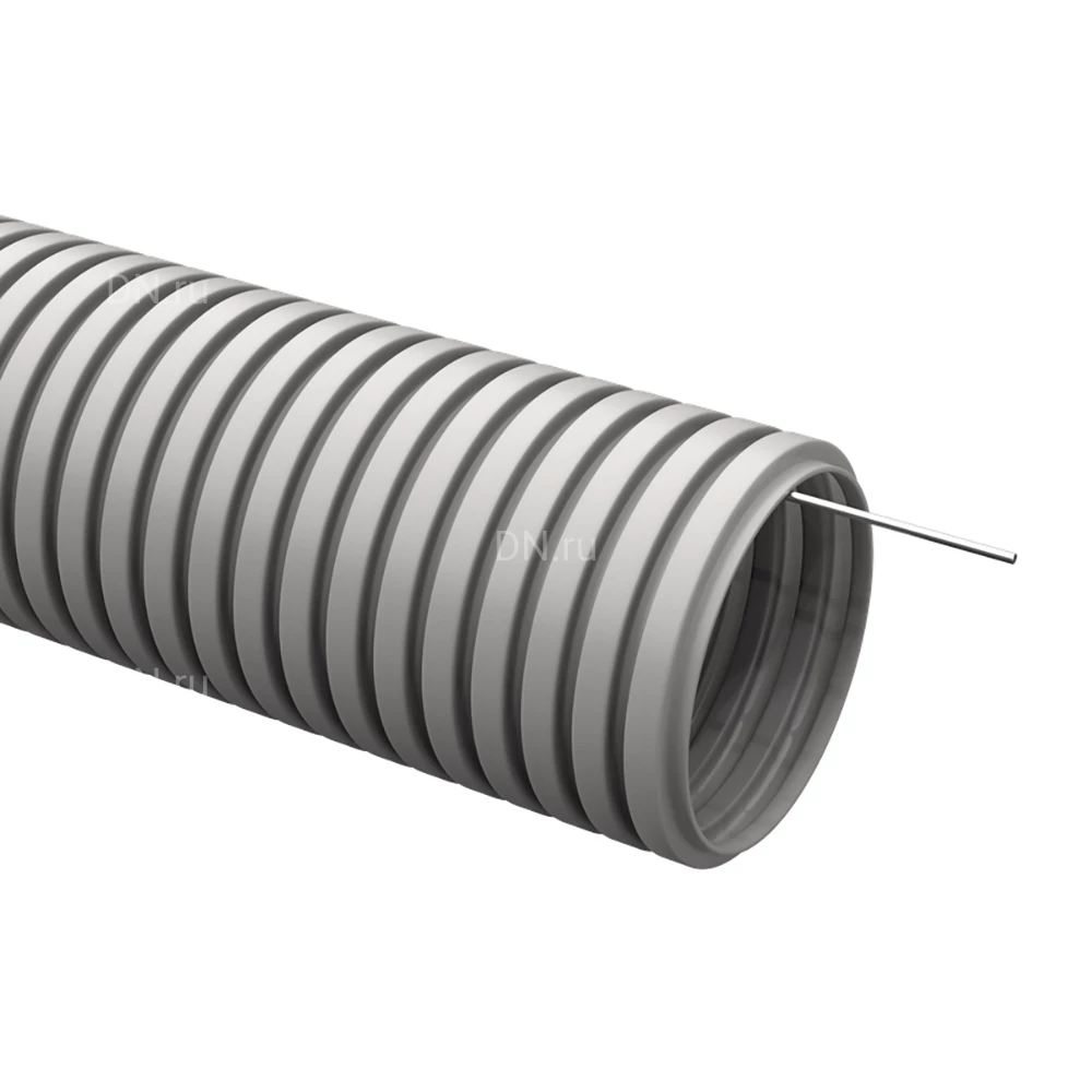 Труба гофрированная IEK Elasta Дн25 с протяжкой, внешний диаметр 25мм, материал - ПВХ, длина 15м, цвет - серый CTG20-25-K41-015I
