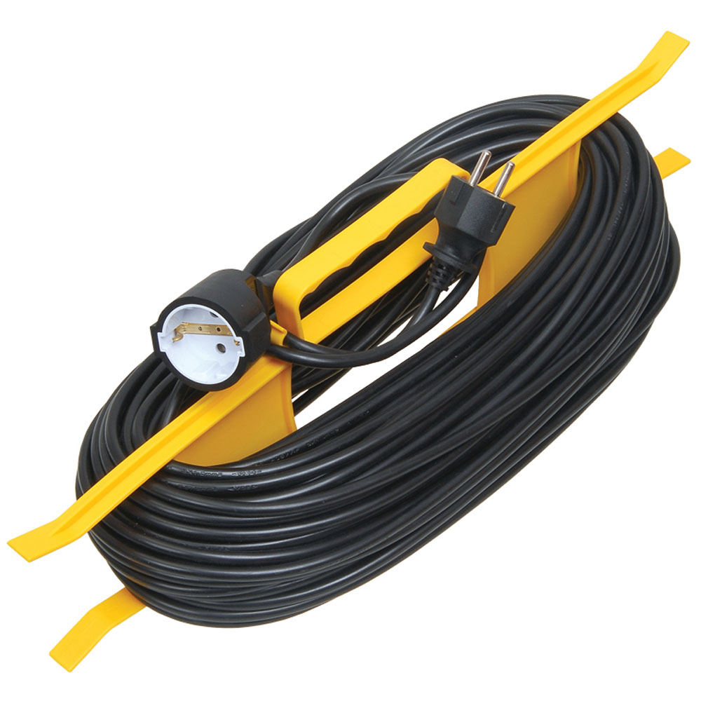 Удлинитель силовой IEK УР 220 В, 10 А, 2200 Вт, 1 розетка, без заземления, длина кабеля - 20 м, сечение - 3x1 мм², цвет - черный