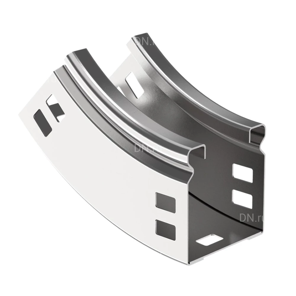 Повороты вертикальные внутренние плавные IEK ESCA CPV51 45гр для кабельного лотка, тип В10, корпус - сталь, цвет - светло-серый