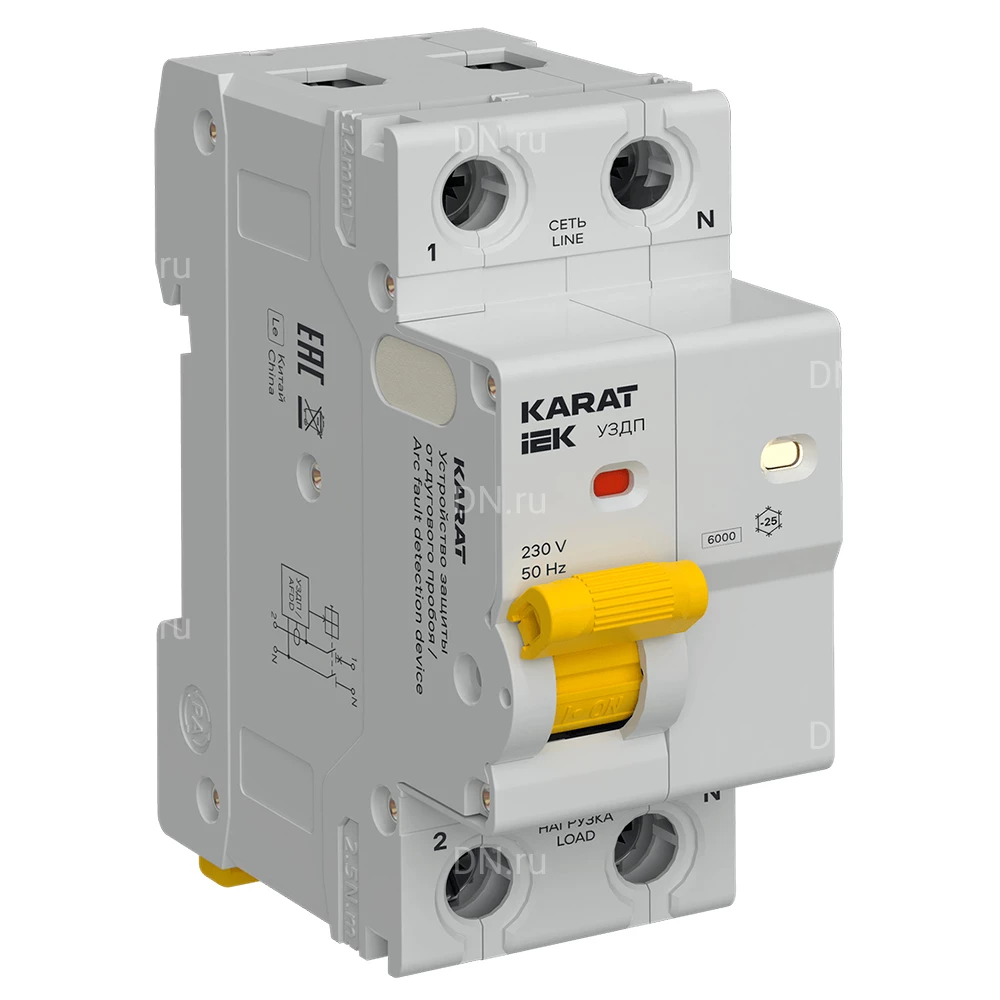 УЗДП IEK KARAT 1P+N C 32A с автоматическим выключателем, номинальный ток - 32A KA-DP11-1-032-C