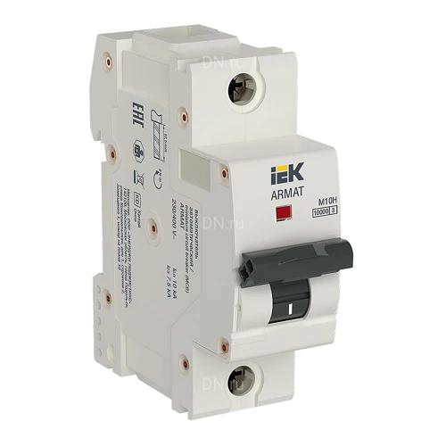Автоматические выключатели модульные однополюсные IEK ARMAT M10H 1P (K) сила тока 80-100А, тип расцепителя K, отключающая способность 10кА