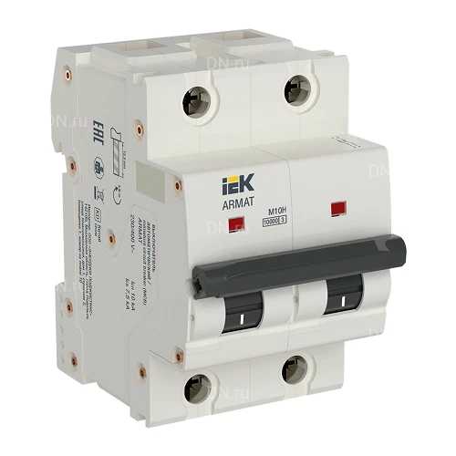 Автоматические выключатели модульные двухполюсные IEK ARMAT M10H 2P (D) сила тока 80-100А, тип расцепителя D, отключающая способность 10кА