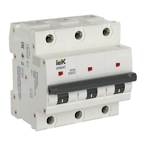 Автоматические выключатели модульные трехполюсные IEK ARMAT M10H 3P (L) сила тока 80-100А, тип расцепителя L, отключающая способность 10кА