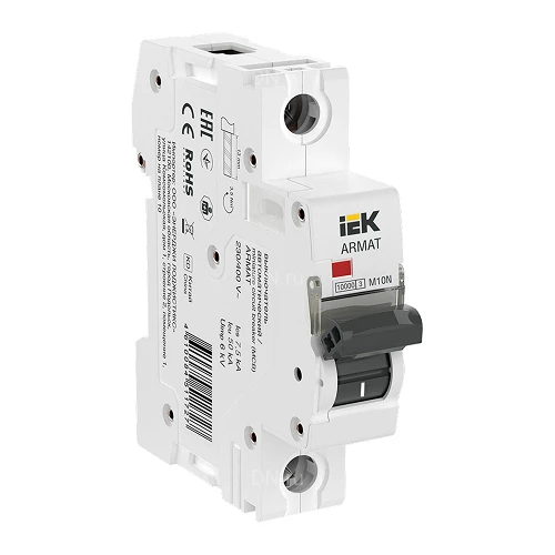 Автоматические выключатели модульные однополюсные IEK ARMAT M10N 1P (L) сила тока 0.5-63А, тип расцепителя L, отключающая способность 7.5кА