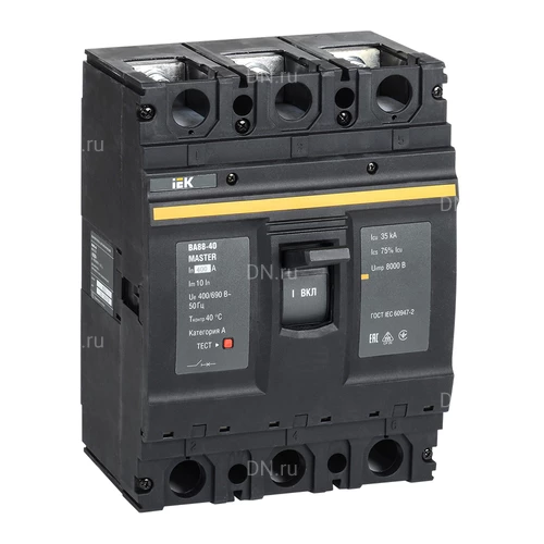 Автоматические выключатели в литом корпусе трехполюсные IEK MASTER BA 88-40 сила тока 20-800А, отключающая способность 35кА