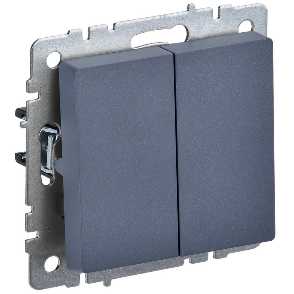 Выключатель двухклавишный IEK Brite ВС10-2-0-БрМ скрытой установки, номинальный ток - 10 А, степень защиты IP20, цвет - маренго
