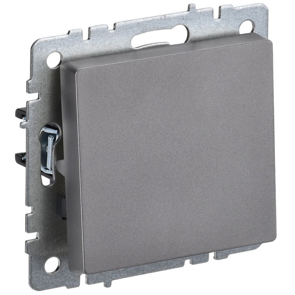 Выключатель одноклавишный IEK Brite ВС10-1-6-БрС проходной скрытой установки, номинальный ток - 10 А, степень защиты IP20, цвет - сталь