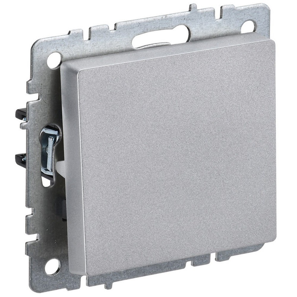 Выключатель одноклавишный IEK Brite ВС10-1-4-БрА самовозвратный скрытой установки, номинальный ток - 10 А, степень защиты IP20, цвет - алюминий
