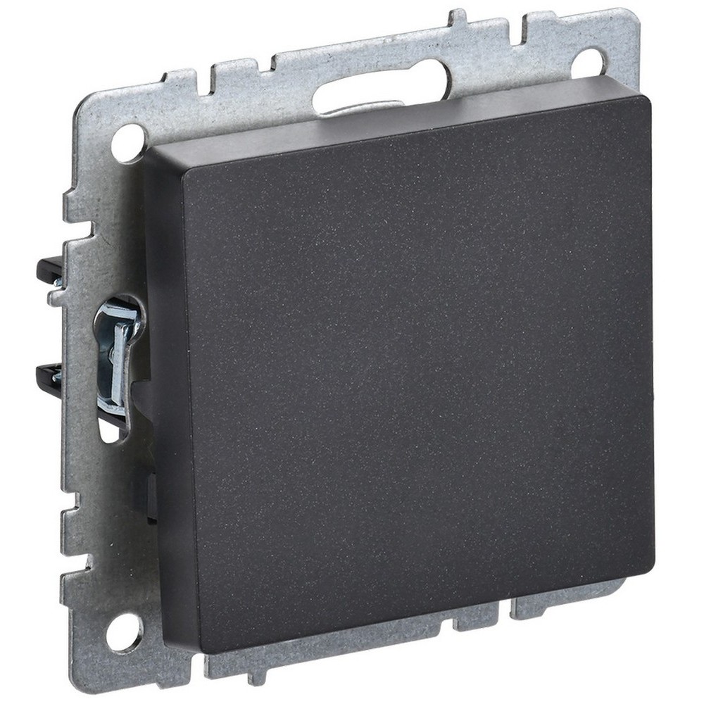Выключатель одноклавишный IEK Brite ВС10-1-4-БрЧ самовозвратный скрытой установки, номинальный ток - 10 А, степень защиты IP20, цвет - черный