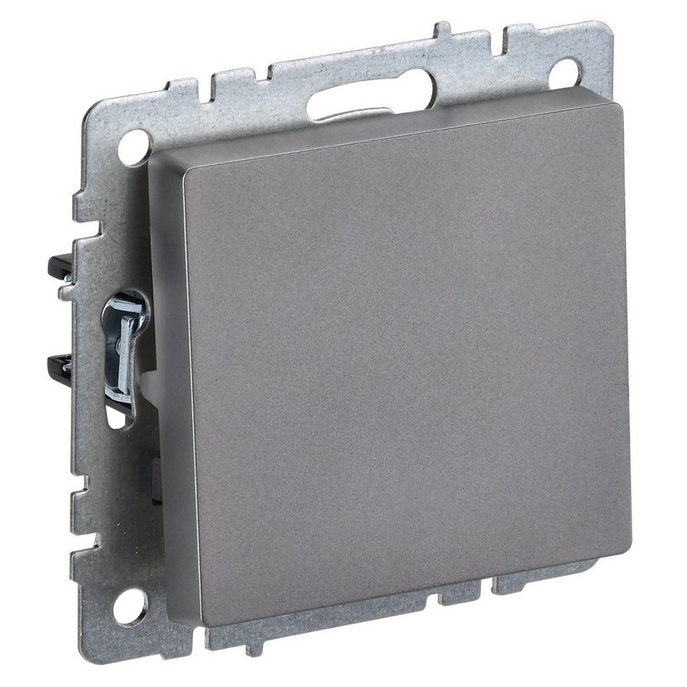 Выключатель одноклавишный IEK Brite ВС10-1-0-БрС скрытой установки, номинальный ток - 10 А, степень защиты IP20, цвет - сталь
