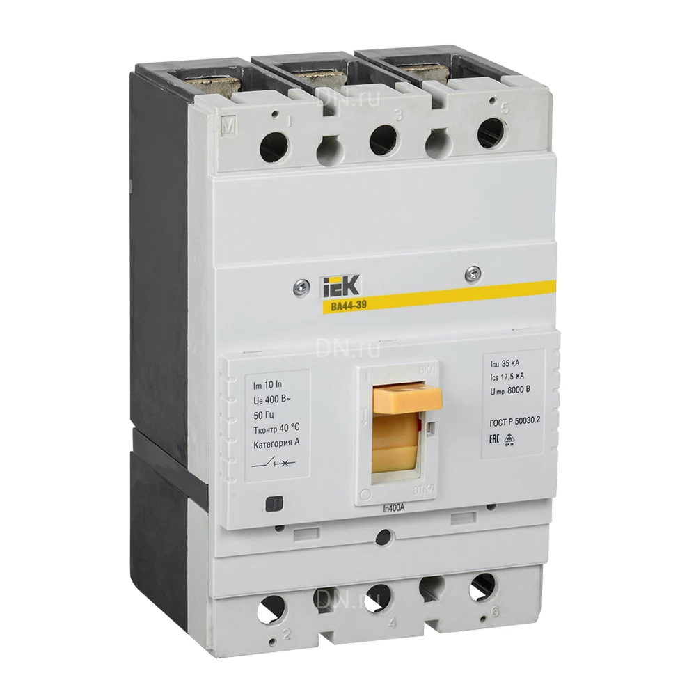 Автоматический выключатель в литом корпусе трехполюсный IEK ARMAT BA 44-39 400А 35кА сила тока 400А, отключающая способность 35кА SVT50-3-0400-35
