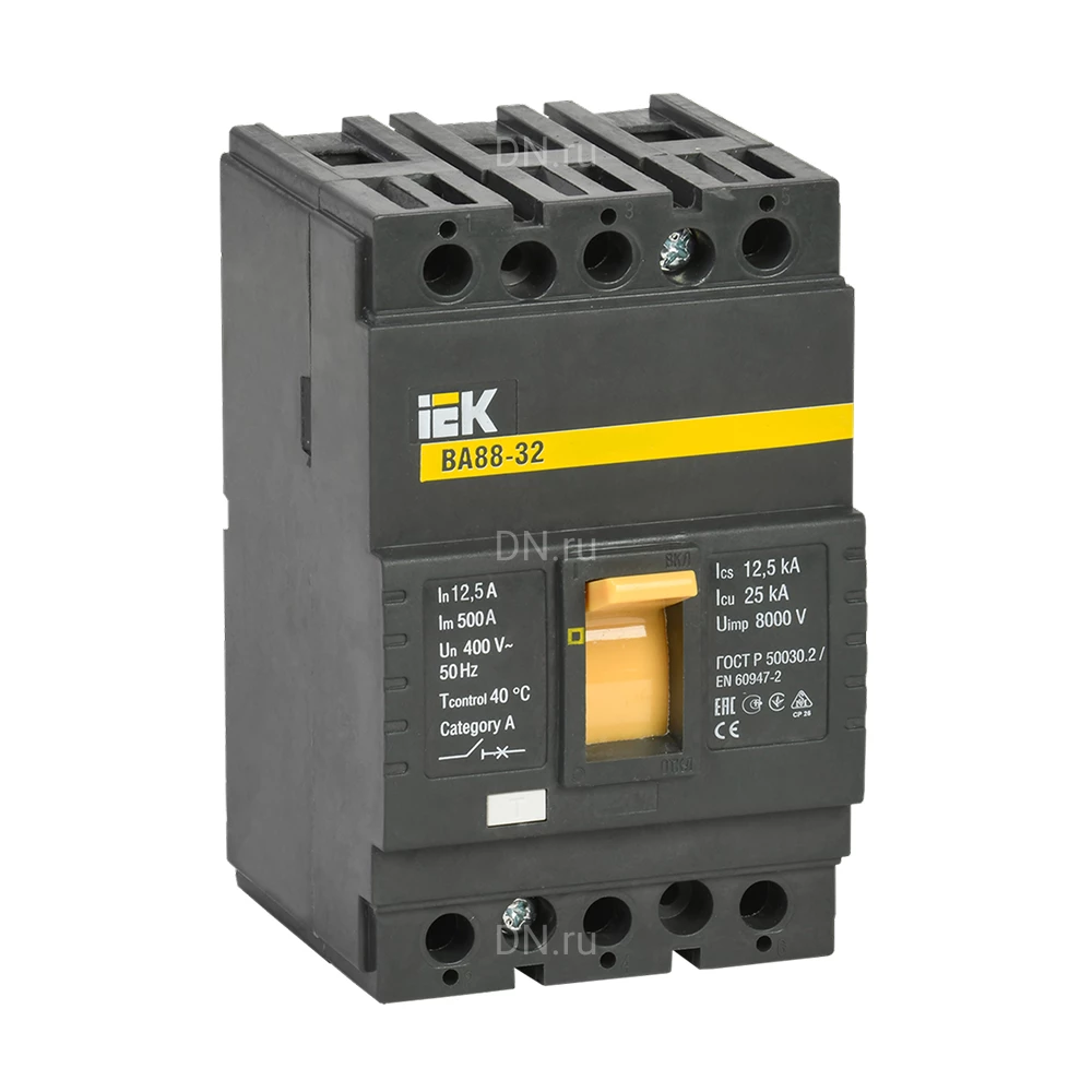 Автоматический выключатель в литом корпусе трехполюсный IEK ARMAT BA 88-32 125А 25кА сила тока 125А, отключающая способность 25кА SVA11-3-0125-02