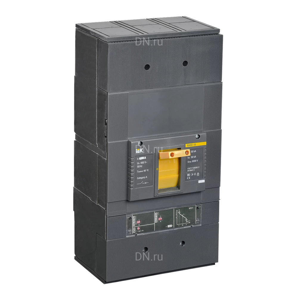 Автоматический выключатель в литом корпусе трехполюсный IEK ARMAT BA 88-43 1250А 50кА сила тока 1250А, отключающая способность 50кА, c электронным расцепителем SVA61-3-1250