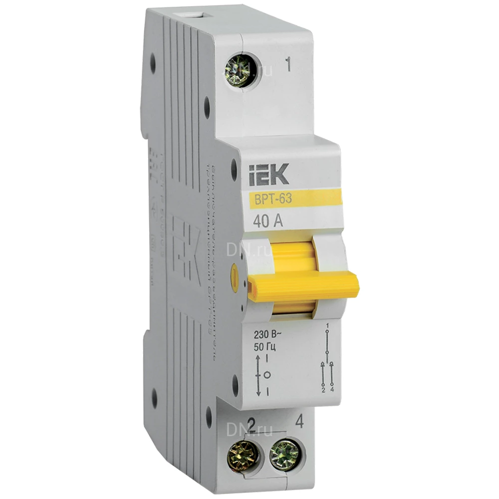 Выключатель-разъединитель IEK ВРТ-63 1P трехпозиционный, рабочий ток 40А MPR10-1-040
