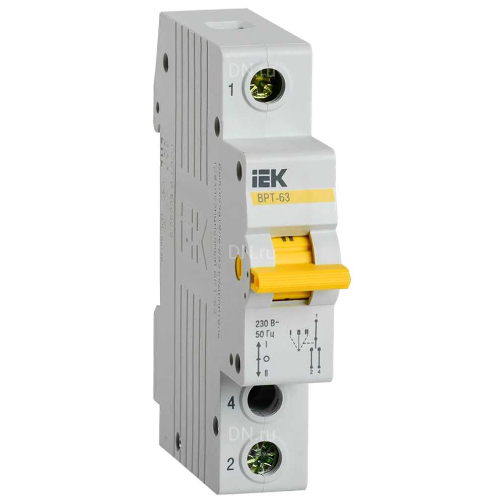 Выключатель-разъединитель IEK ВРТ-63 1P трехпозиционный, рабочий ток 50А MPR10-1-050