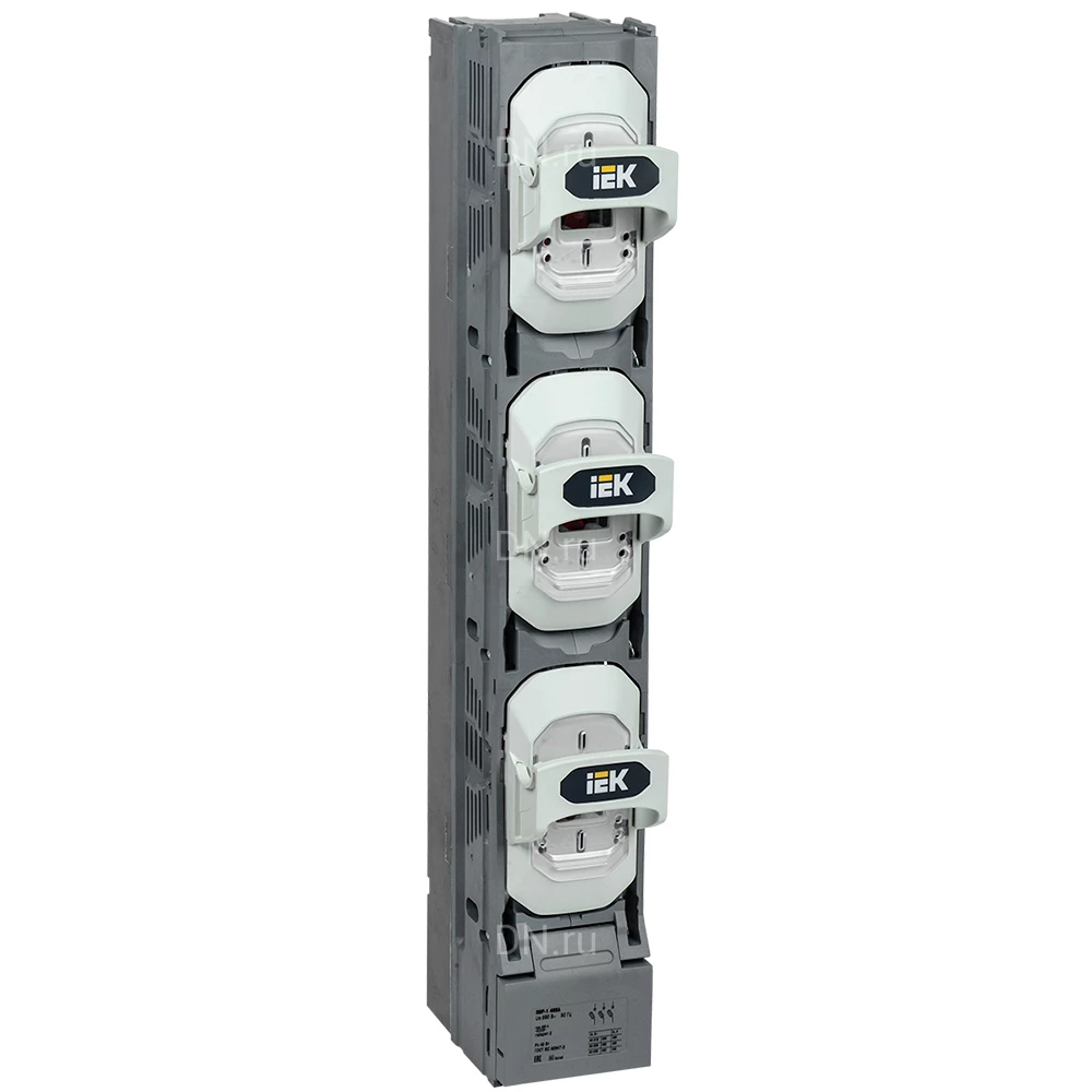 Предохранитель-выключатель-разъединитель IEK ПВР-1 вертикальный, рабочий ток 400А, расстояние между шинами 185мм, с пофазным отключением SPR20-3-1-400-185-100