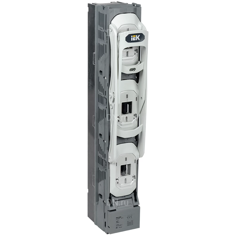 Предохранитель-выключатель-разъединитель IEK ПВР-3 вертикальный, рабочий ток 400А, расстояние между шинами 185мм, с одновременным отключением SPR20-3-3-400-185-100