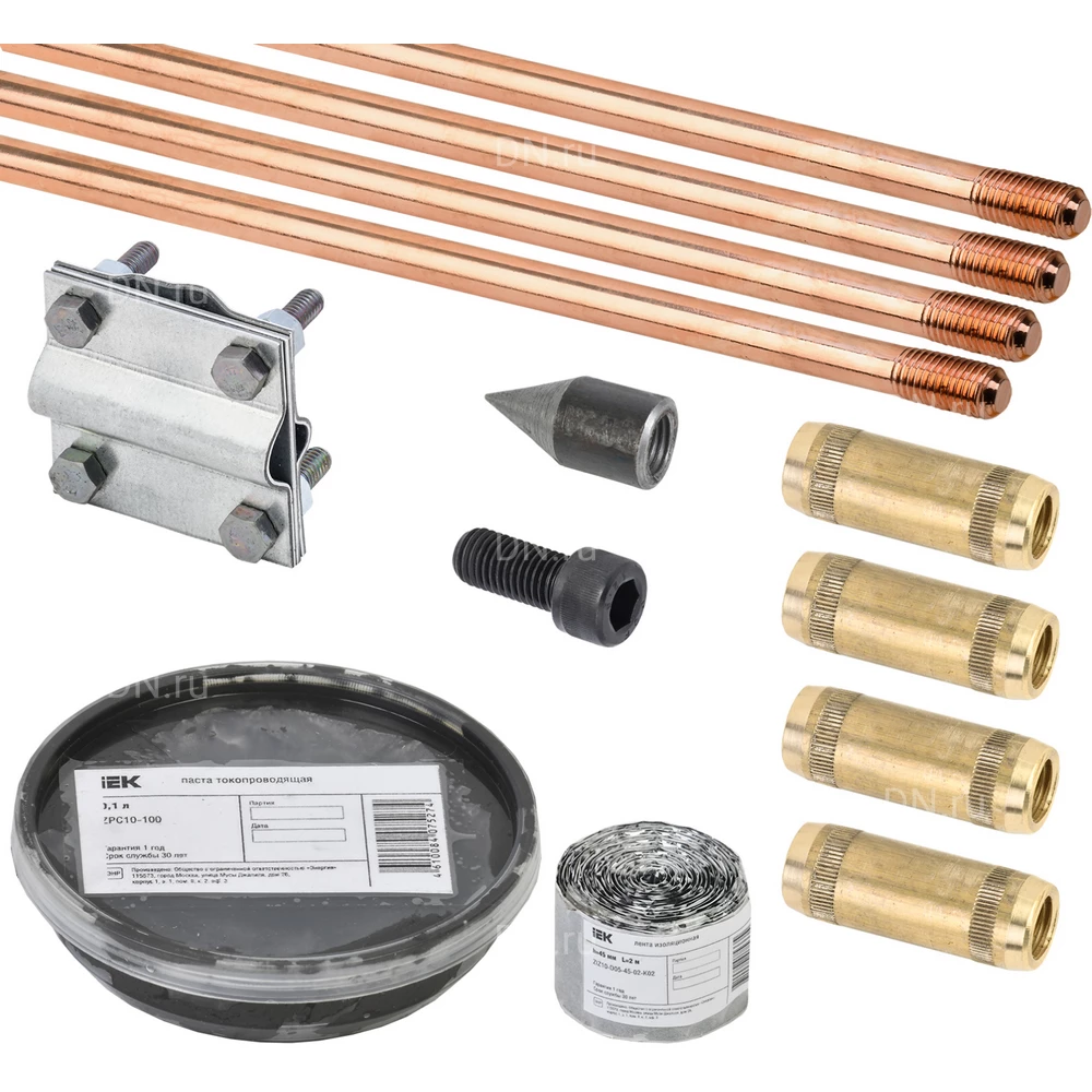 Комплект заземления IEK 6/14 диаметр стержня - 14мм, глубина очага заземления - 6мм, материал - омедненная сталь ZKZ10-12-014-06