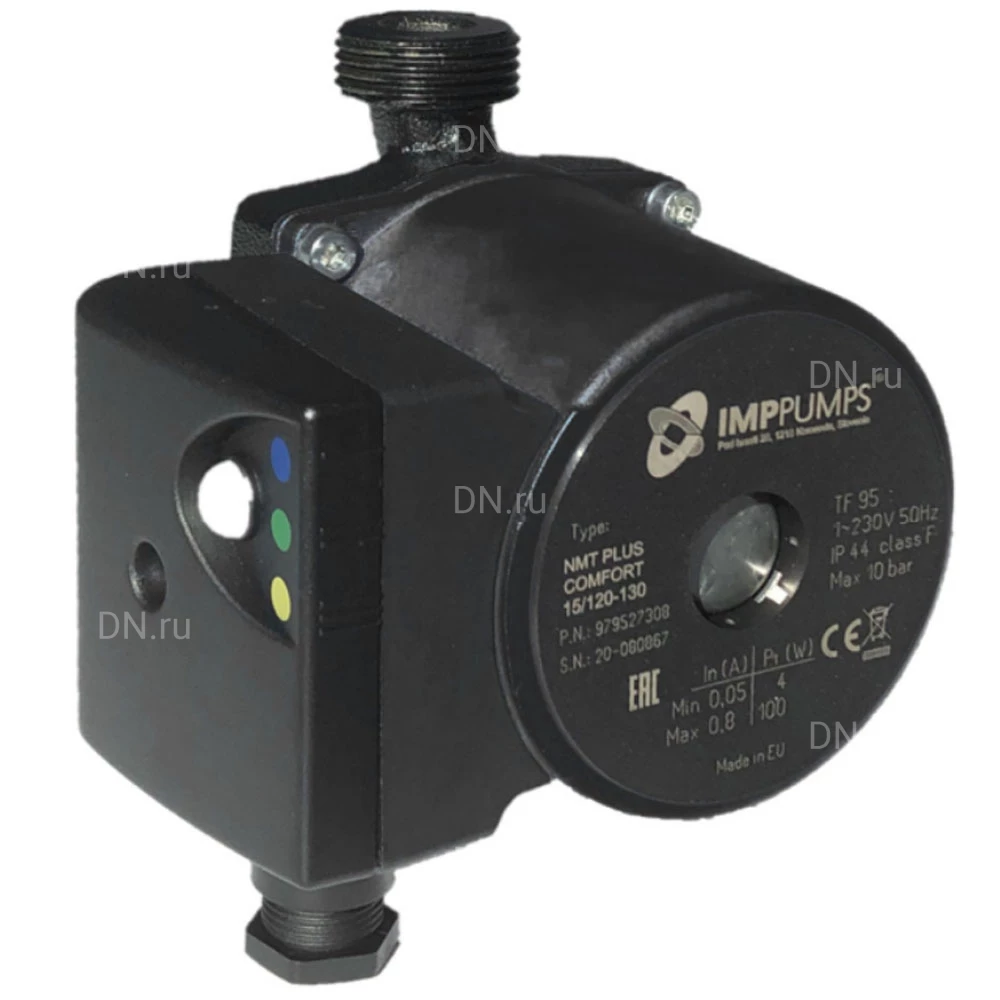 Насос циркуляционный IMP PUMPS NMT PLUS COMFORT 15/90-130 поверхностный, корпус - чугун, мощность - 0.1кВт, напор - 9м, производительность - 38л/мин, 230В