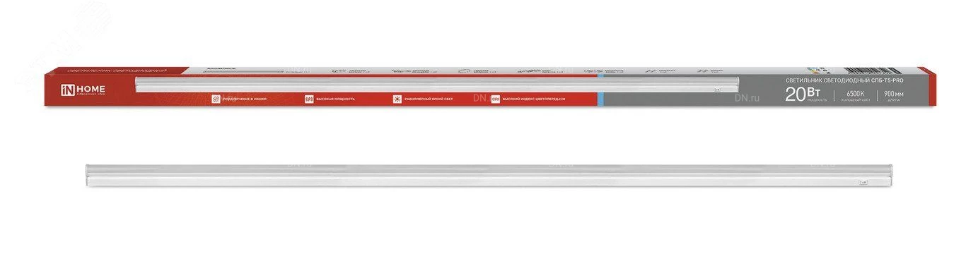 Светильник светодиодный IN HOME СПБ-Т5-PRO 20 Вт, цветовая температура - 6500 К, световой поток - 2000 Лм, степень защиты - IP40
