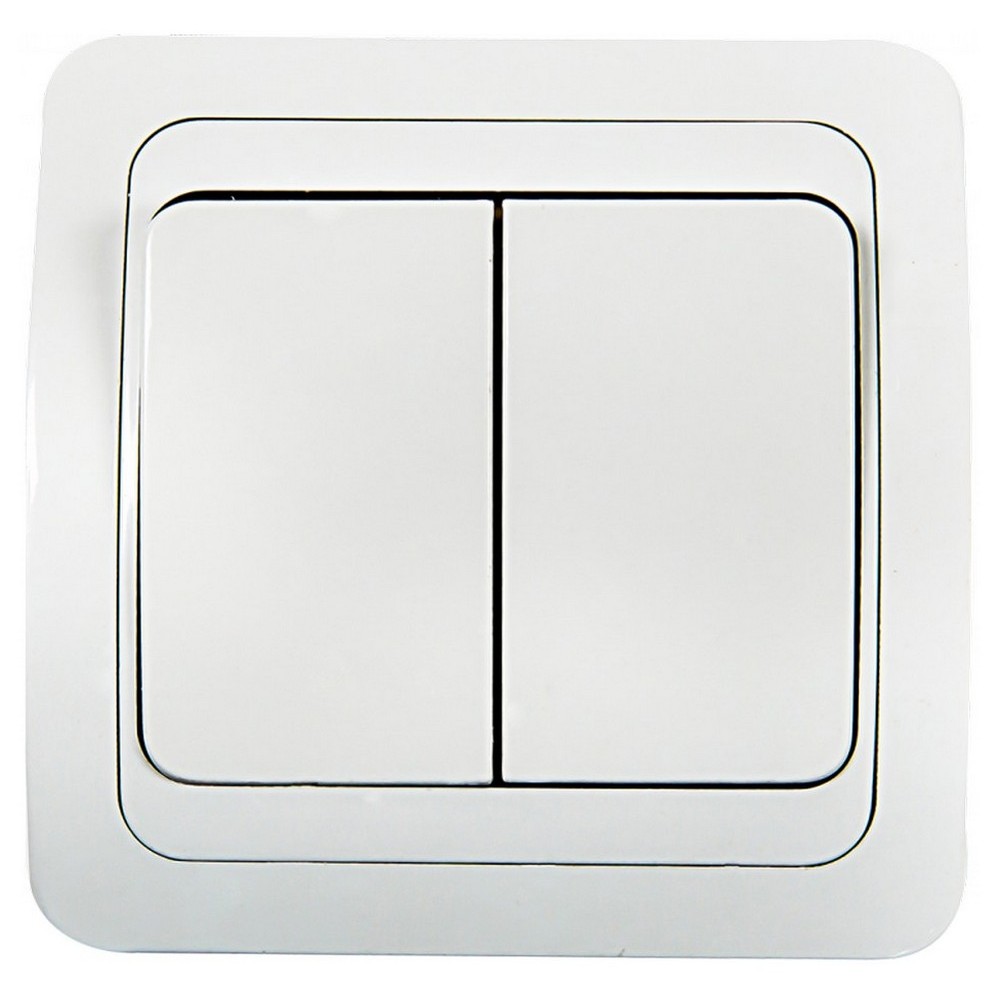 Выключатель двухклавишный IN HOME Classico скрытой установки, номинальный ток - 10 А, степень защиты IP20, цвет - белый