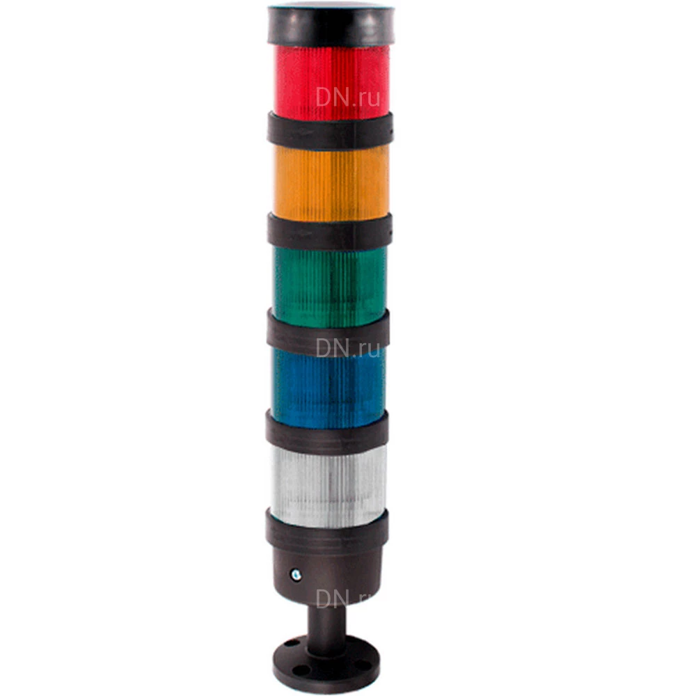 Колонна светосигнальная INNOCONT TL70-024-WBRYG-155 диаметр - 70мм, постоянное свечение, без зуммера, цвет - красный/желтый/синий/зеленый/белый, 24В, IP65