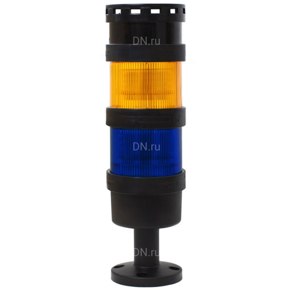 Колонна светосигнальная INNOCONT TL70B-024-YB-255 диаметр - 70мм, постоянное свечение, с зуммером, цвет - желтый/синий, 24В, IP65