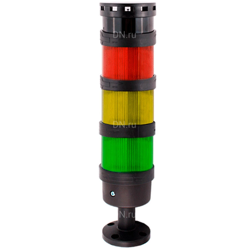 Колонна светосигнальная INNOCONT TL70B-220-RYG-455 диаметр - 70мм, постоянное свечение, с зуммером, цвет - красный/желтый/зеленый, 220В, IP65