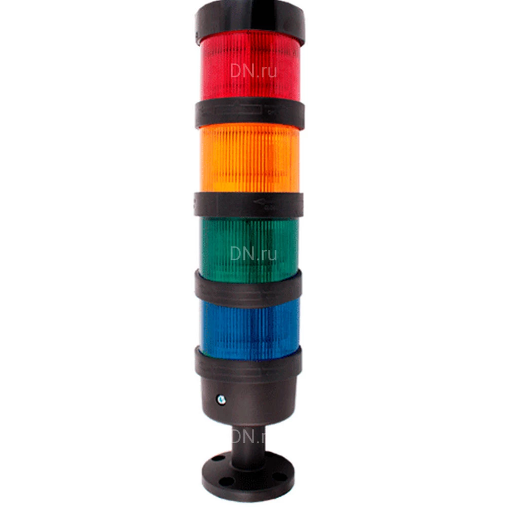 Колонна светосигнальная INNOCONT TL70-024-RYGB-455 диаметр - 70мм, постоянное свечение, без зуммера, цвет - красный/желтый/зеленый/синий, 24В, IP65