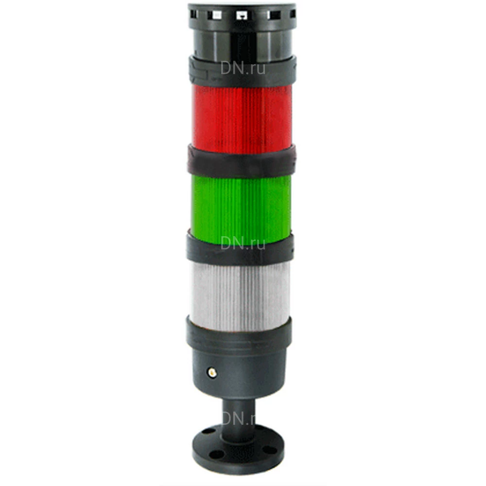 Колонна светосигнальная INNOCONT TL70B-024-RGW-455 диаметр - 70мм, постоянное свечение, с зуммером, цвет - красный/зеленый/белый, 24В, IP65